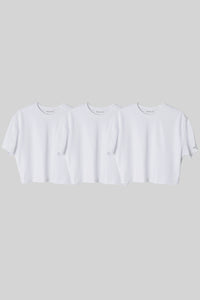 EDUARDO 3 Pack Women's Crew Crop T-Shirt, Cotton Modal, Normal Fit, Short Sleeves Multipack.
