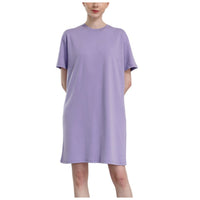 EDUARDO Women Summer Casual Short Sleeve Crewneck T-Shirt Dress Semi over Fit. (Cool Cotton Modal Blend)