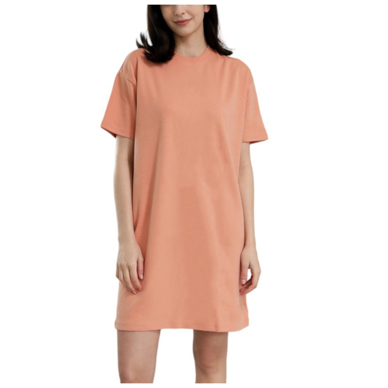 EDUARDO Women Summer Casual Short Sleeve Crewneck T-Shirt Dress Semi over Fit. (Cool Cotton Modal Blend)