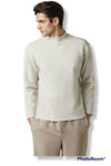 EDUARDO Men's Long Sleeve Semi-Over Fit Brushed Heavy Cotton Blend Mock Neck Top.