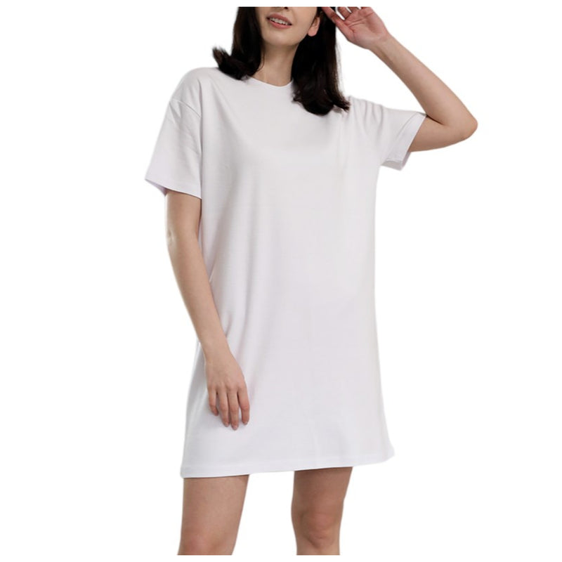 EDUARDO Women Summer Casual Short Sleeve Crewneck T-Shirt Dress Semi over Fit. (Cool Cotton Modal Blend)