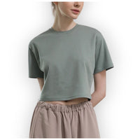 EDUARDO Women Premium Modal Cotton Casual Short Sleeve Crop Tops T-Shirt.